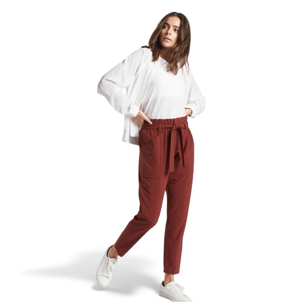 Athleta Skyline Pant II - Terracotta/Deep Rust/Cognac Paperbag High Waist Size 8